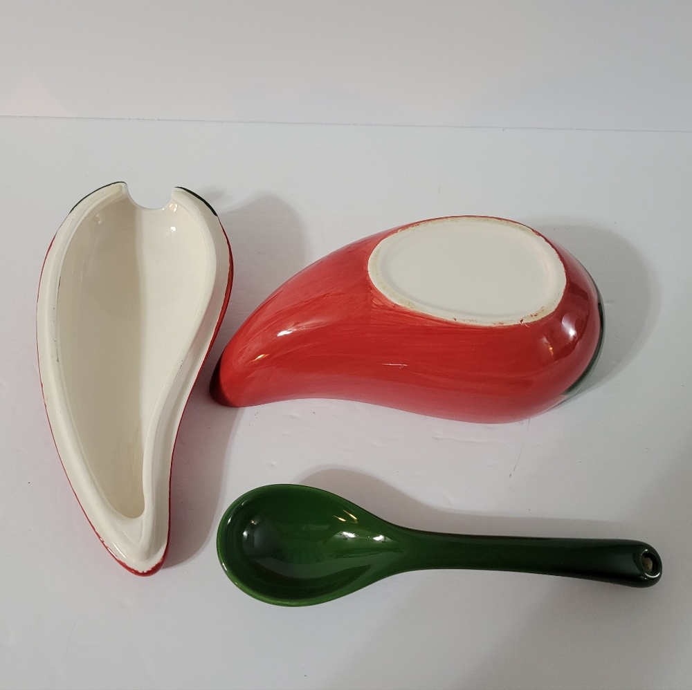 Chili Pepper Salsa Dip Bowl with Spoon - Picture 8 of 10